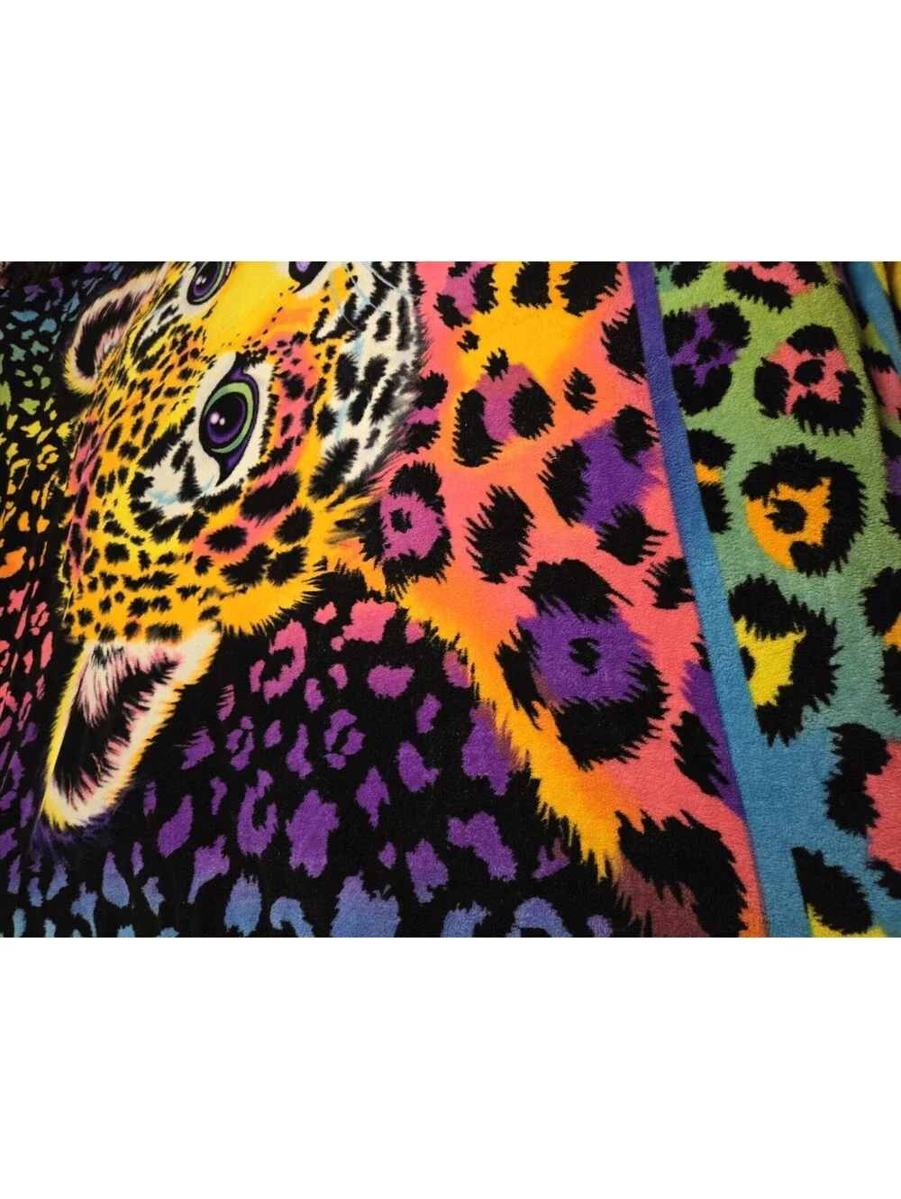 Lisa Frank Plush Blanket Throw Hunter Leopard Rainbow 60.5X88”